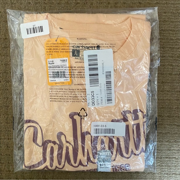 CARHARTT • NEW! Script Logo Graphic Tee T-Shirt - Cantaloupe Heather - Size S - Picture 10 of 11